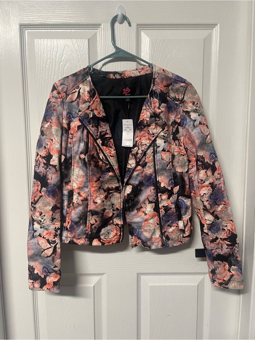 2B Bebe Jacket Womens Small floral Blazer Zipper NWT